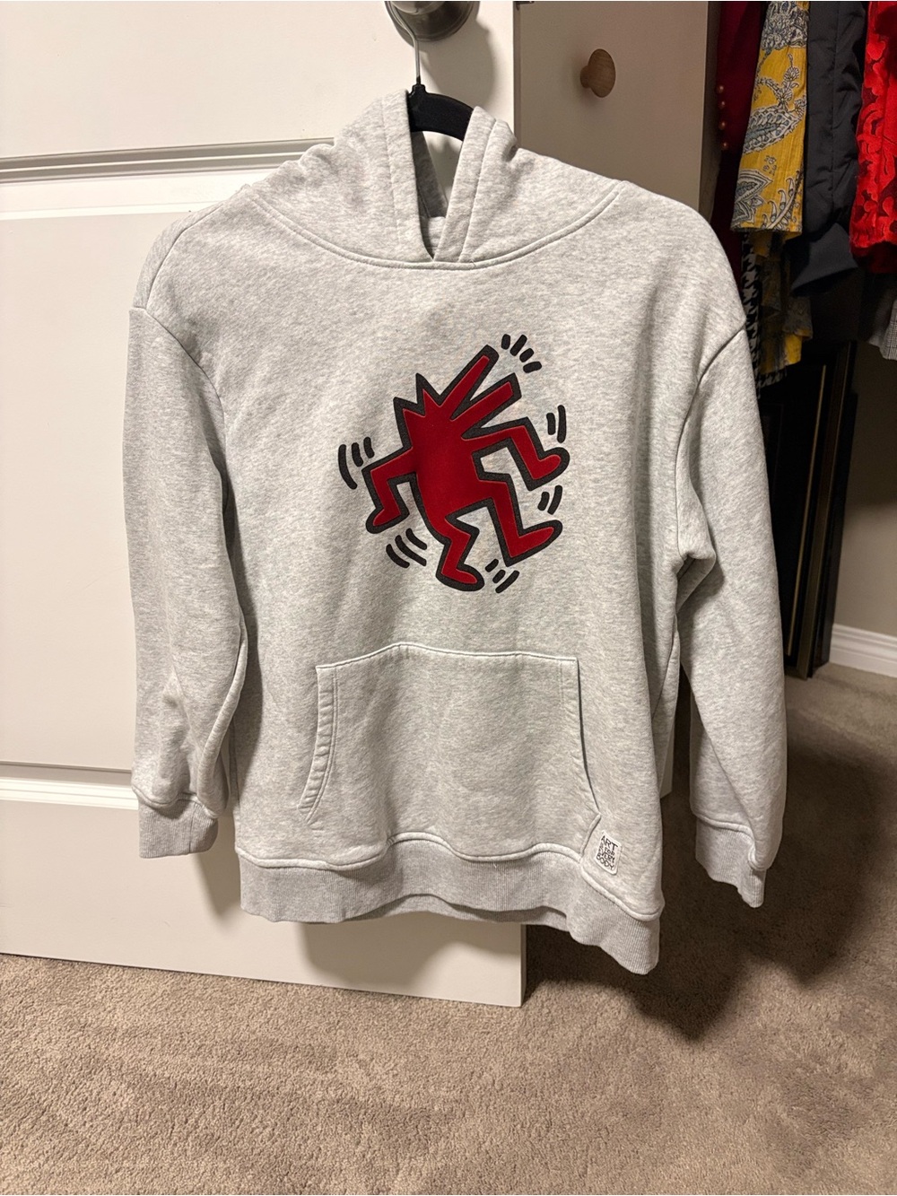 Gray Hoodie Sweatshirt with Red Graphic
